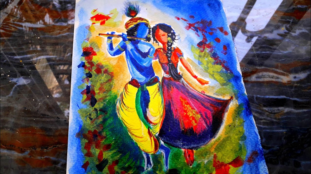 Radha Krishna painting,Acrylic painting on canvas,how to draw holi ...