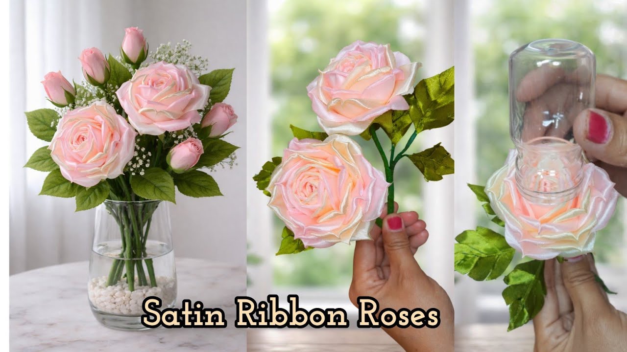 Amazing trick 🌸🌷you can definitely make perfect satin ribbon roses easily using this trick