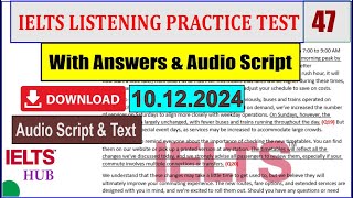 IELTS Listening Practice Test 47 | With Answers and Audio Script