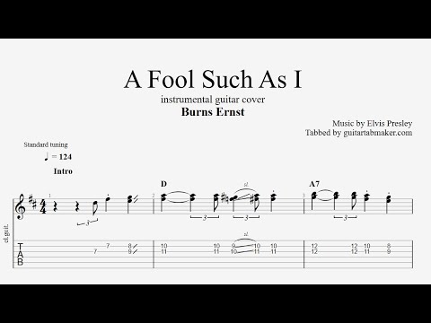 A Fool Such As I TAB (Burns Ernst) - easy instrumental guitar tabs (PDF + Guitar Pro)