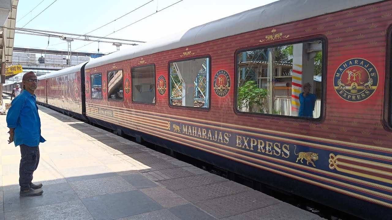 Maharajas Express Slowly Departing from Vasai Road Railway Station
