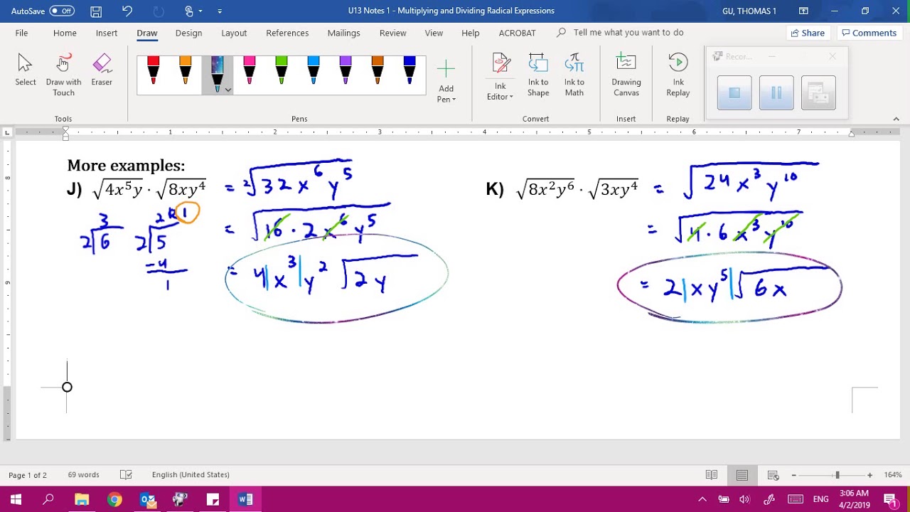 1 | Multiplying and Dividing Radical Expressions - YouTube