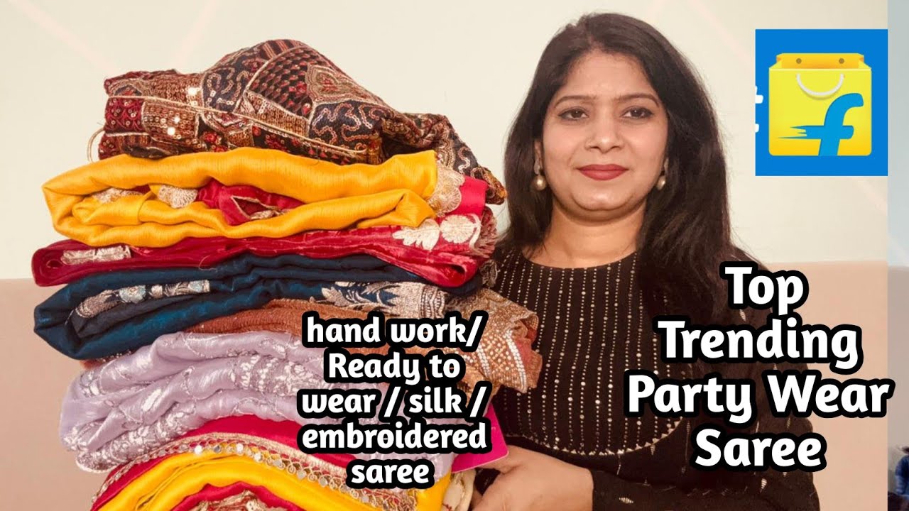 Flipkart Saree haul Rs -388 | Flipkart Party wear Hand work/ Dimand work Saree|  Party Wear saree