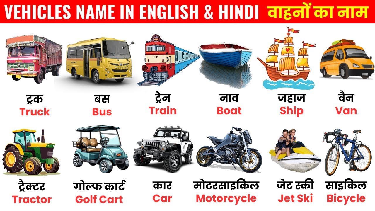 Vehicles Vocabulary, Vehicles in English, Vehicles Vocabulary in