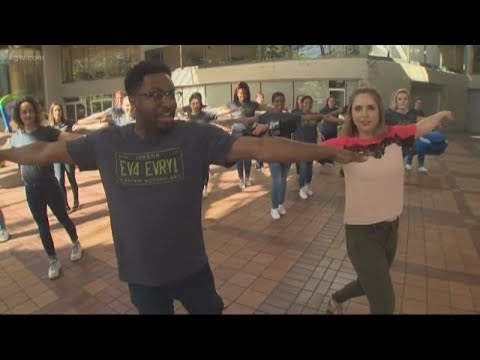 Learning some electric dance moves for the Starlight Parade
