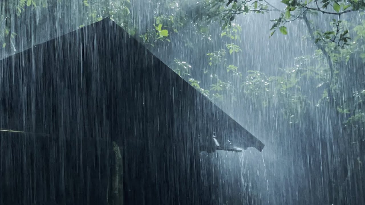 Sleep Instantly Within 3 Minutes with Heavy Rain  Thunder on Ancient House in Foggy Forest at Night