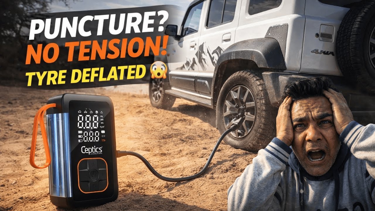"Puncture Tension Khatam! 😱  || This Portable Tyre Inflator Saved My Road Trip! 🚗🔥