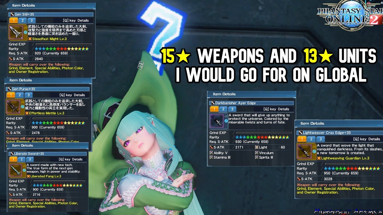 Pso2 If I Was Playing On Global This Is What I Would Do For Future 15 Weapons And 13 Units Youtube