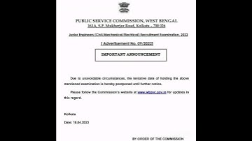 Wbpsc JE(CE/ME/EE) Official Notice Adv.No-09/2022.