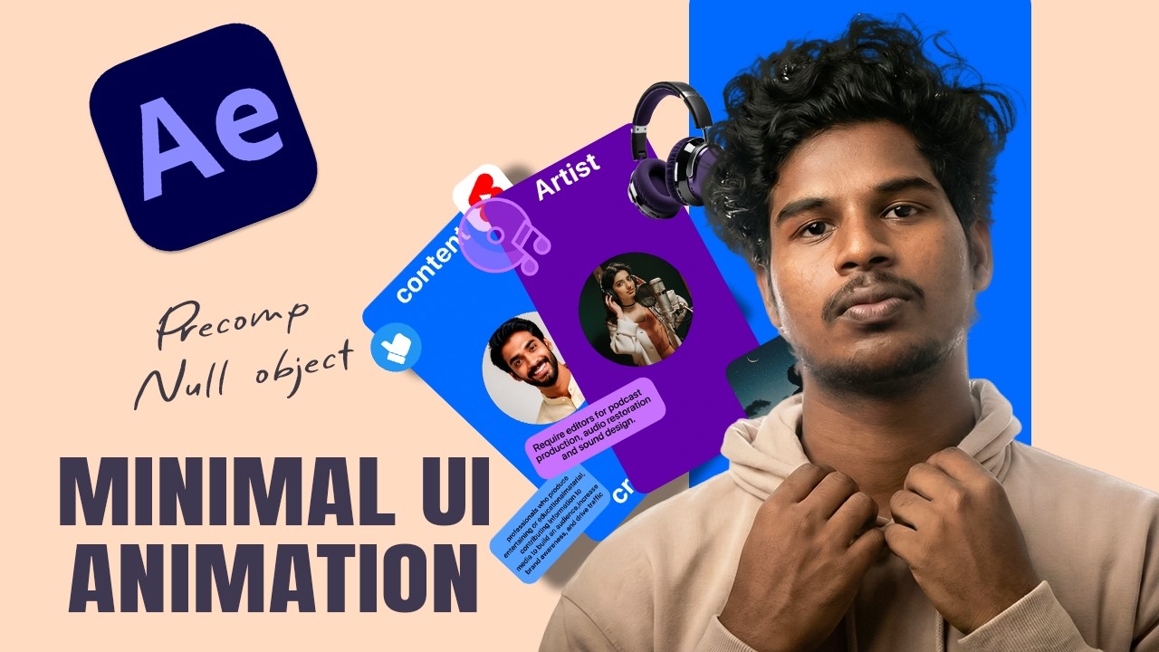 Minimal UI Animation in After Effects Tamil (Beginner) | Precomp + Null ...