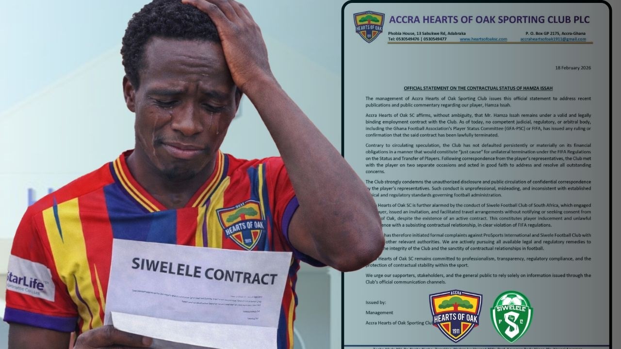 Hearts of Oak Warns ⚠️Siwelele Fc.Files Complaint with FIFA over Uuathorised approach of Hamza Issah