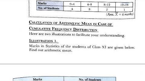 Class 11th Economics: Calculation of Arithmetic Mean in Case of Cumulative Frequency Series