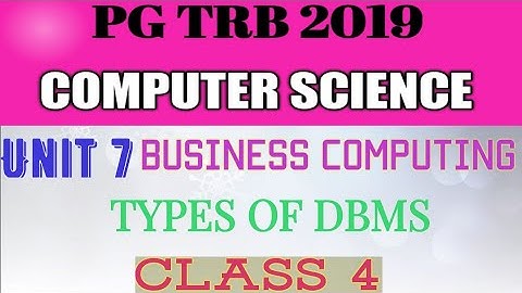 PG TRB CS 2019| UNIT 7| BUSINESS COMPUTING| TYPES OF DBMS