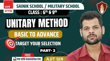 Unitary Method Tricks | Maths Basic to Advance Level | Sainik School & RMS Entrance Exam Class 6 & 9