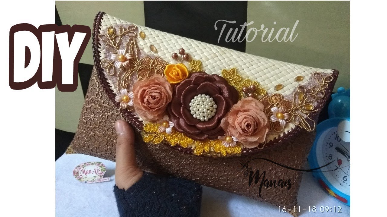 Diy Cara Membuat Cluth Pandan Hias Tutorial Tas Pesta Handmade Cantik Youtube