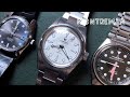 Lorier Falcon, vintage Pierce, and vintage Zeno Watch Basel, diver watch without rotating bezel