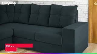 Sofá de Canto 5 Lugares Tecido Velveteen Spazio Viero Móveis | Ofertas Magazine Luíza