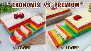 2 RESEP RAINBOW CAKE PREMIUM VS EKONOMIS‼️Semua Hasilnya Ok👌100% berhasil untuk pemula