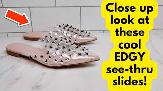 Close up look at these cool EDGY see-thru slides Review of Cape Robbin Womens ENNY Nude Size 8