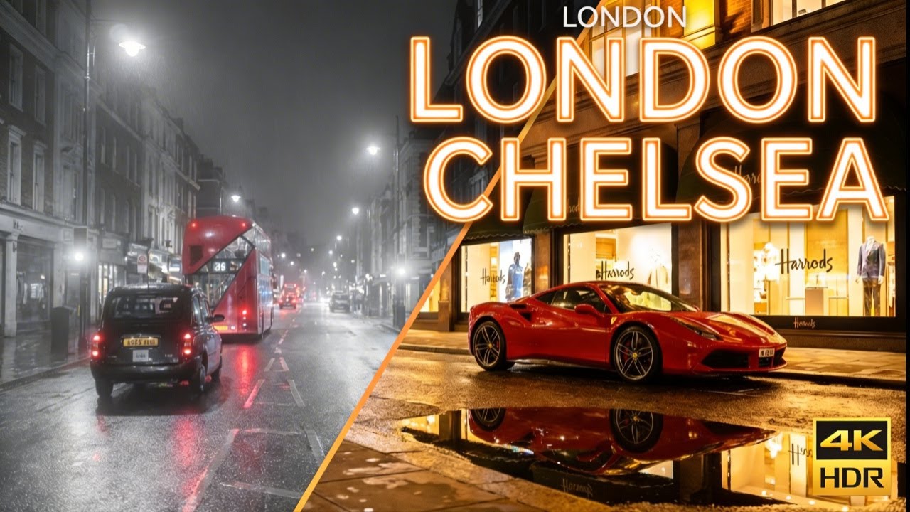 London Chelsea Luxury | King's Road Night Walk | 4K HDR