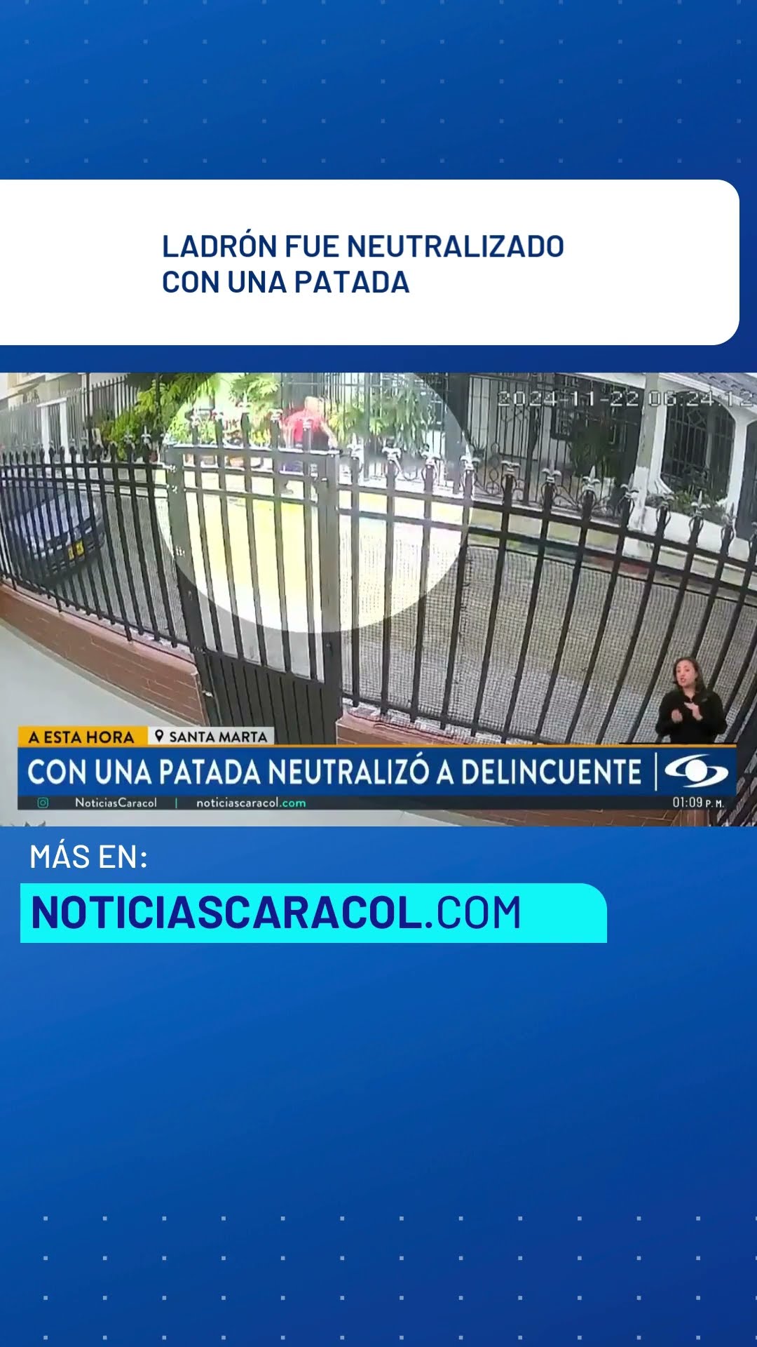 Delincuente que se movilizaba en moto fue neutralizado con una patada