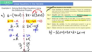 Section 2.1 Exampole 4 Solving Multi-Step Equations Using the Distributive Property