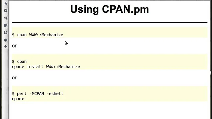 Beginner Perl Maven tutorial: 12.8 - installing Perl modules using cpan