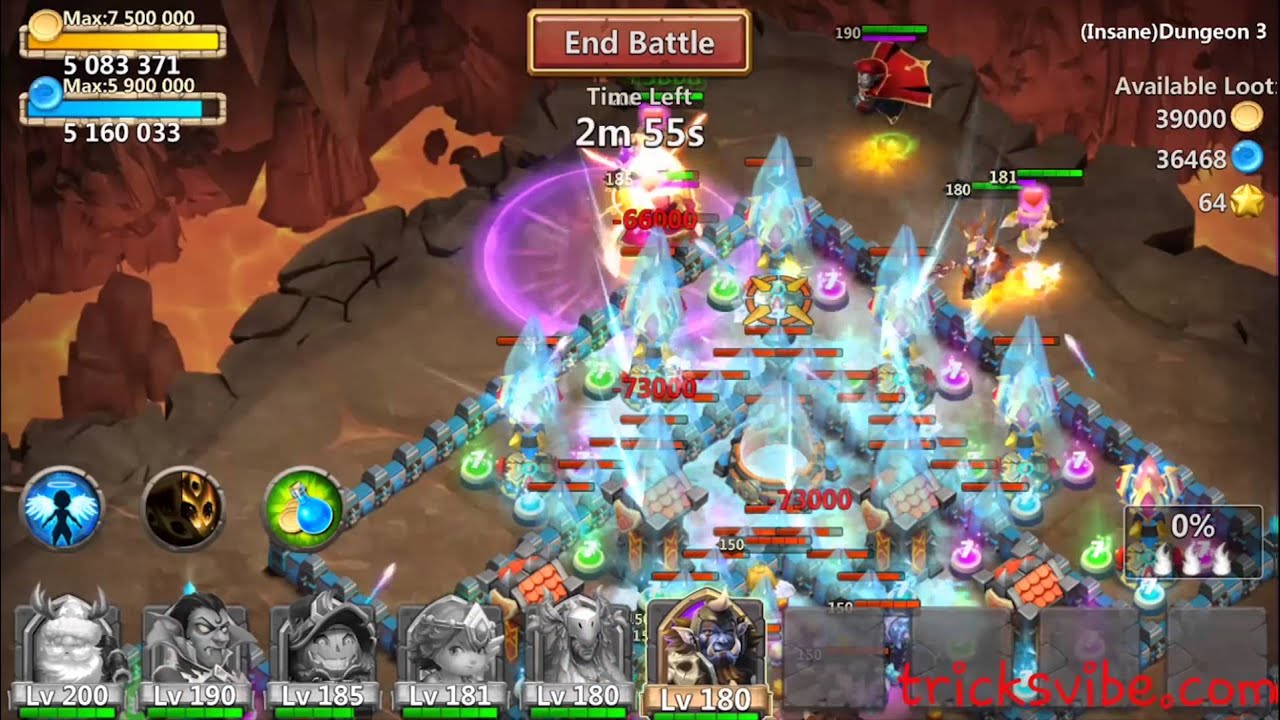 Castle Clash Insane Dungeon 3-6 without mino,sm(f2p heroes only)