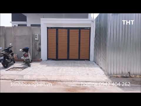 Video Cổng xếp 4 cánh lợp tấm giả gỗ tuyệt đẹp gắn motor âm... - youtube
