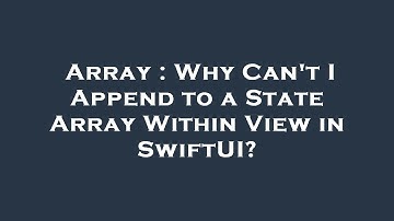 Array : Why Can
