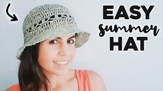 CROCHET EASY HAT ☀️⛱️ how to crochet a summer hat or beach hat, step by step tutorial for beginners