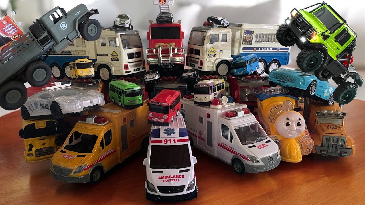 POLICE CAR, FIRE TRUCK, TRUCK ARMY, AMBULANCE, BUS TAYO AND EXCAVATOR