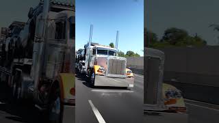 Rolling shots Peterbilt towing American Trucks in to Brisbane 4x4 Show - Tow Truck