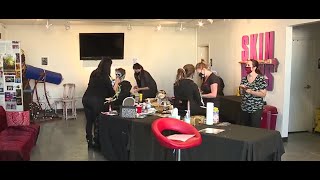 Getting painted for Halloween with Skin City