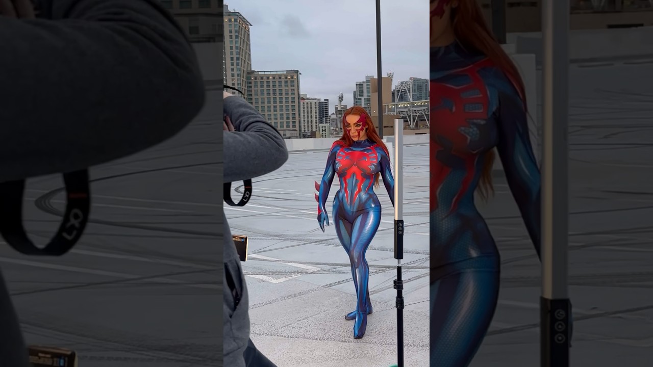 I’ve had this suit since 2020… it was time to bring it out 💙🕷️ #redhead #spiderman #spiderverse
