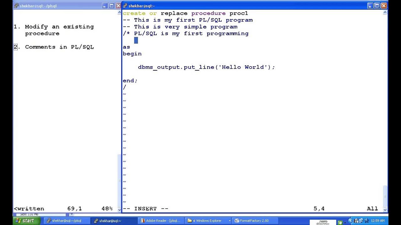 PL/SQL (Use comments in Program) linux tutorials pdf