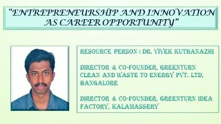 Webinar: Entrepreneurship and Innovation as Career Opportunity