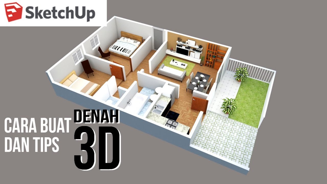 Tips Membuat Denah  3D yang Menarik di Sketchup  YouTube