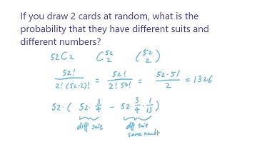 [Probability Interview 17b] Draw 2 cards with different suit and number (follow up)