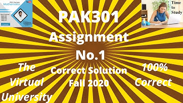 PAK301 : Pak 301 assignment 1 2020 fall solution virtual university vu.