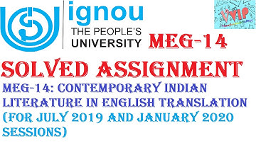 MEG 14 Contemporary Indian Literature in English Translation FREE SOLVED ASSIGNMENT For July