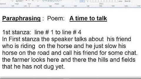 english class 8 paraphrasing a time to talk