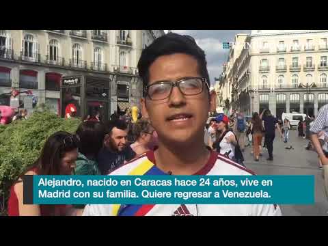 Manifestación de venezolanos en Madrid, con Guaidó