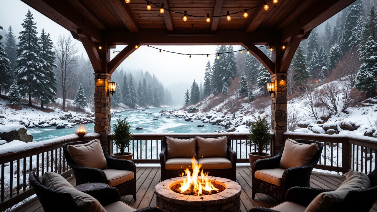 Relaxing Riverside Fire Pit 🌿🔥 | 12 Hours of Insomnia Relief (4K, No Ads)