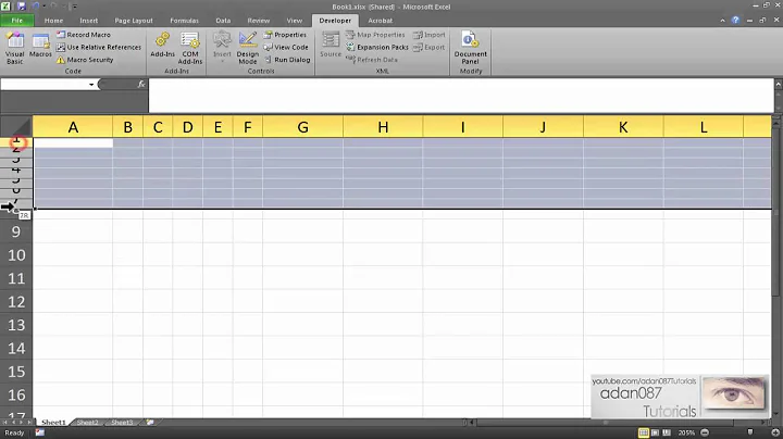 Excel make columns or rows the same size