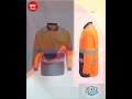 HI VIS Long Sleeve Workwear Shirt w Reflective Tape Cool Dry Safety Polo 2 Tone, Fluoro Orange / ...