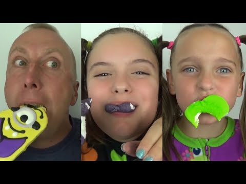 Bad Baby Eating Halloween Candy Gummy Treat Challenge Victoria Annabelle Freak Daddy