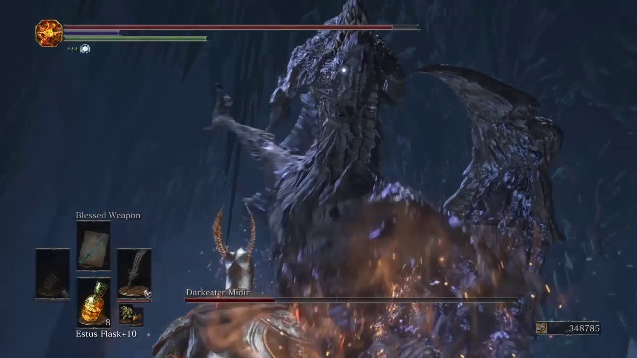 Dark Souls 3 | Dark Eater Midir Boss Fight w/ both death animations ...