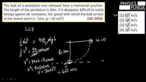 The bob of a pendulum was released from a horizontal position. The length of the pendulum is 10 m
