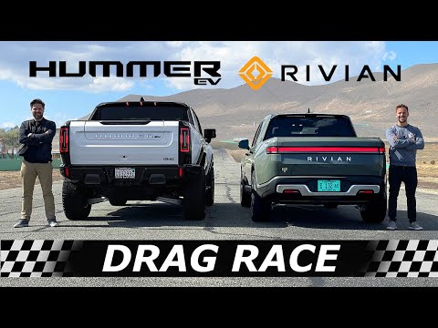 2022 GMC Hummer EV vs Rivian R1T // DRAG & ROLL RACE